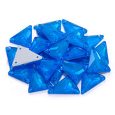 Elektriska neonblå Slim Triangle Form Högkvalitativ glas Sew-On Rhinestones